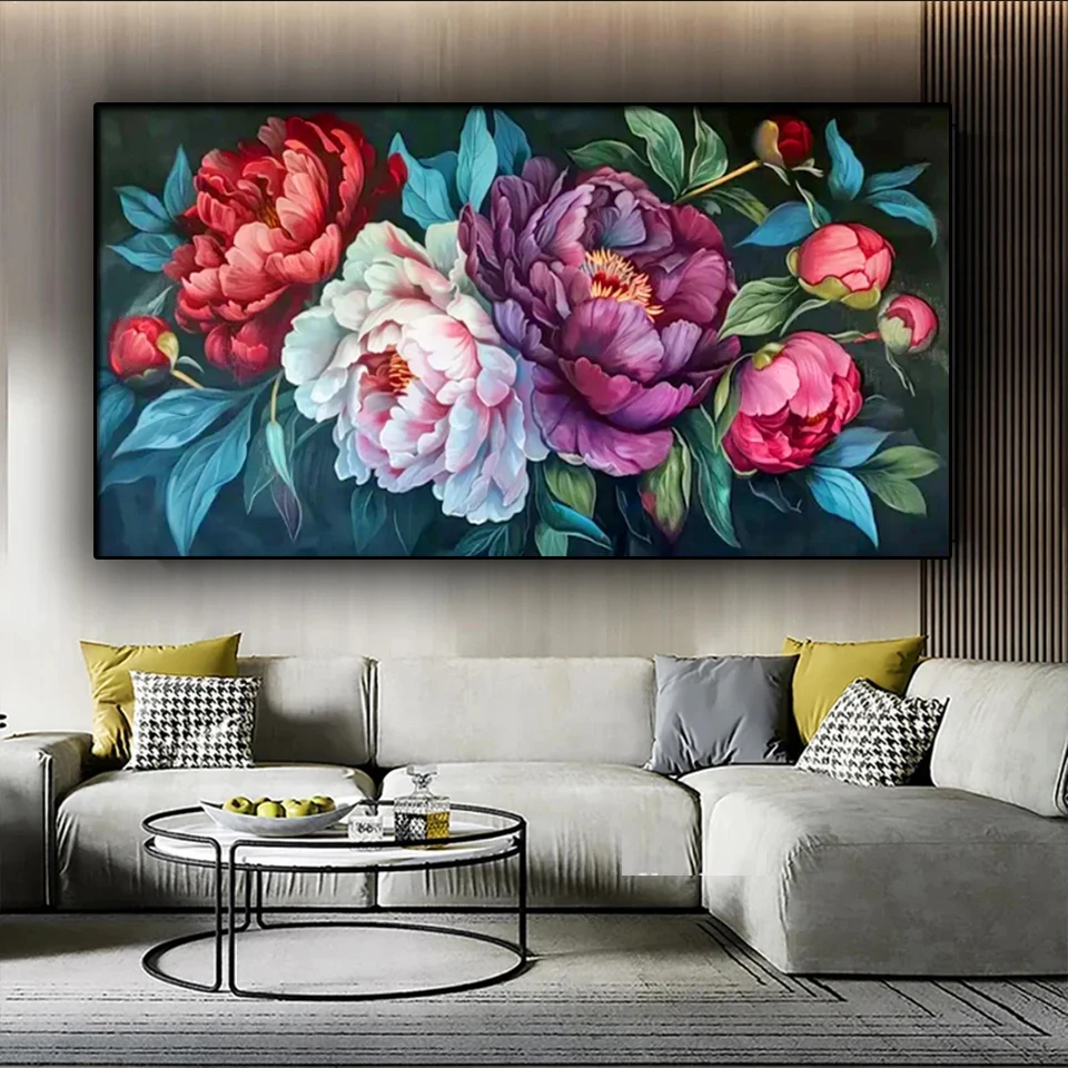 Large Peonies Jungle Diamond Painting New Fresh Flower Cross Stitch Kits Full Mosaic Diamond Embroidery For Home Decor ﻿ ﻿