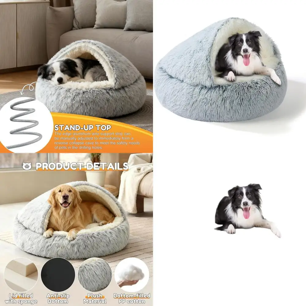 

Прочная кровать для собак 2-в-1: алюминиевый каркас и противоскользящее основание — теплая уютная пещера с одеялом для средних и больших собак до 44 фунтов (насадка)