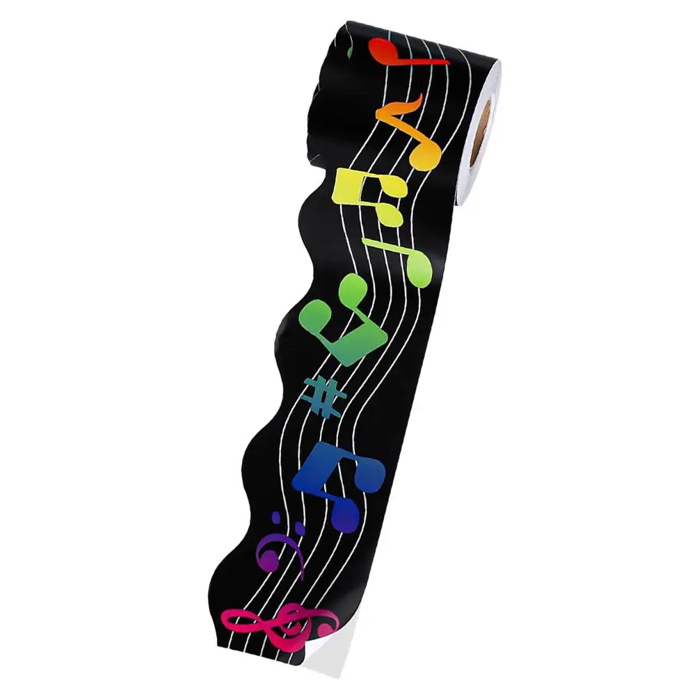 

Music Border Stickers Bulletin Board Trimmer Black Ribbon Copper Plate Burlap Decor Musical Notes Classroom Party