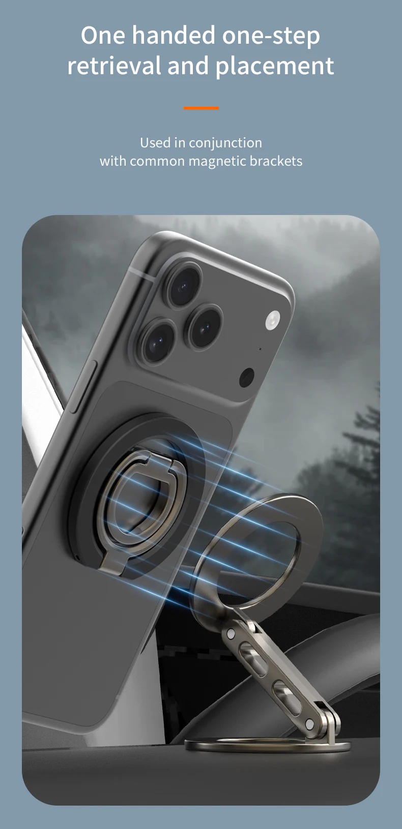 Doppelseitiger Starker Magnethalter für Magsafe Mobiltelefon Faltbarer Fingerring Magnet-Halterung für iPhone 17 Pro Samsung Xiaomi – Detail 8