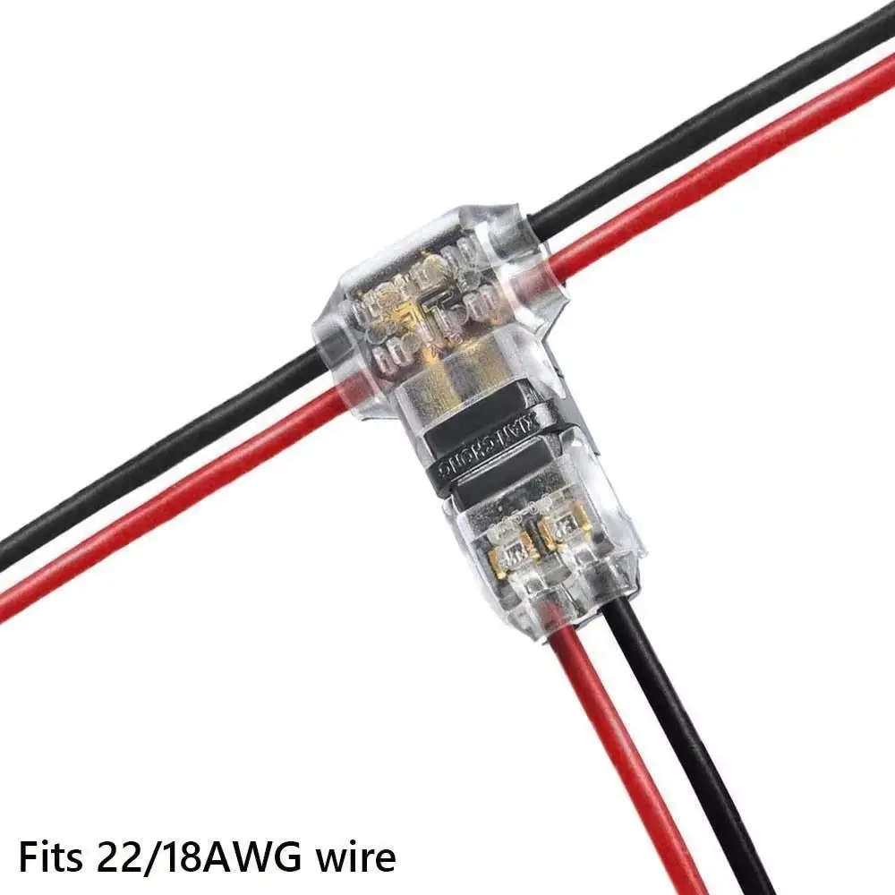 1/5Pcs T Type Pluggable Wire Connector 2 Pin Quick Splice Electrical Cable Crimp Low Voltage No Stripping Terminal Clamp