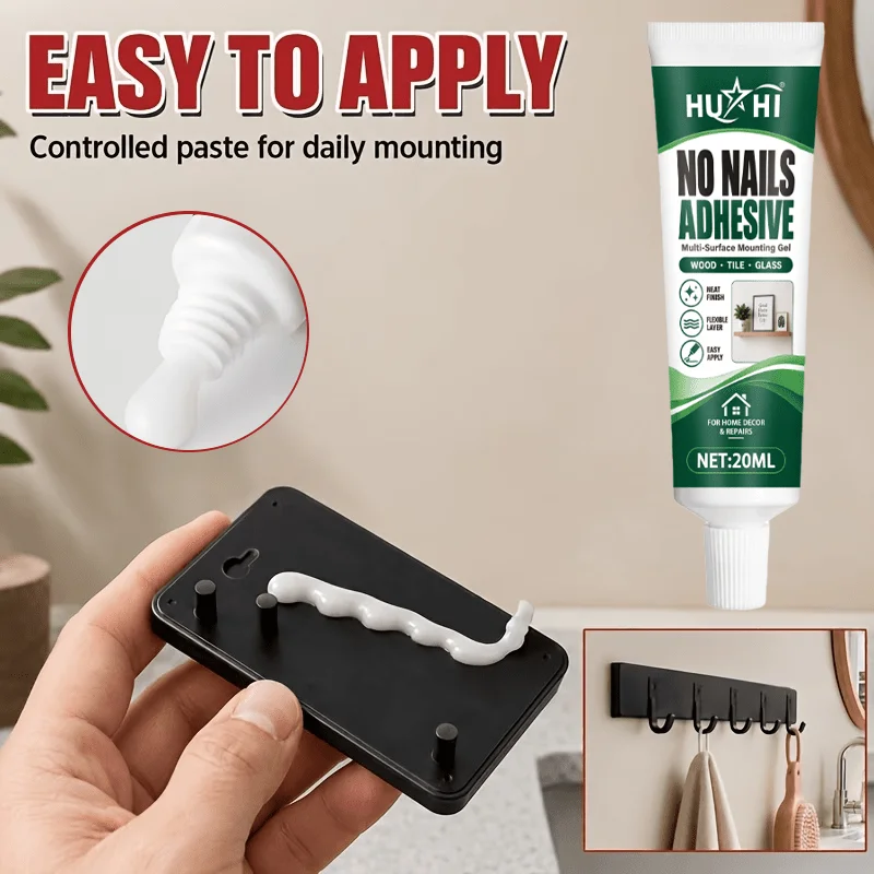 Heavy Duty No Nails Glue No Drilling Damage Free Wall Mount Waterproof Kitchen Bath RV Metal Plastic Glass Wood Home