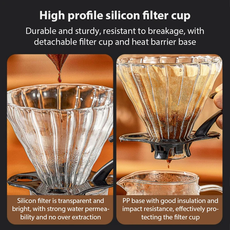 6pc Set Coffee Kits Coffee Accessories Manual Grinder Mill Glass Pot with Filter Dripper Gooseneck Kettle Specialized Barista