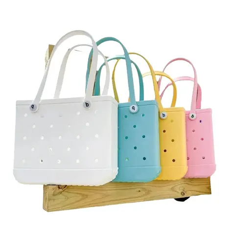 비치 가방 EVA 고무 방수 해변 여행 피크닉 보관 바구니 여성 쇼핑 핸드백 주머니 젤리 토트 백 Best5