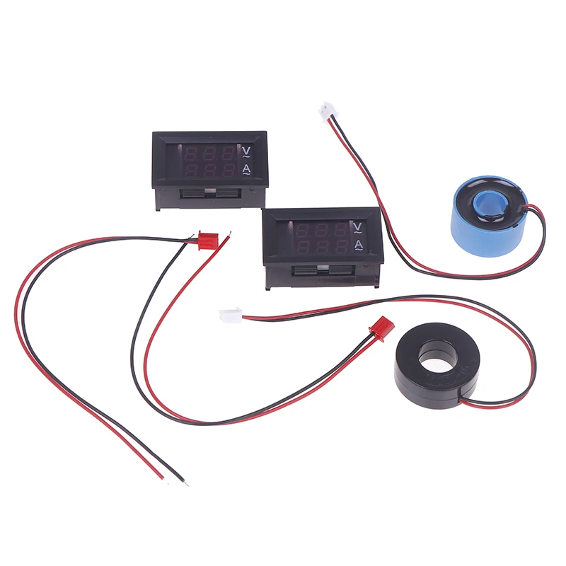 التيار المتناوب 50-500 فولت الرقمية LCD الفولتميتر مقياس التيار الكهربائي 10A 50A 100A 220 فولت الجهد الحالي متر فاحص الكاشف محول التيار