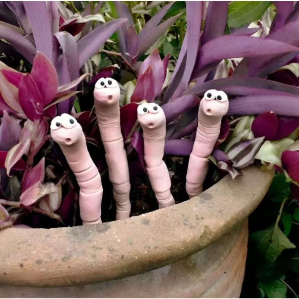1PCS Popular potted plant humidity monitor, cute little earthworm plant companion