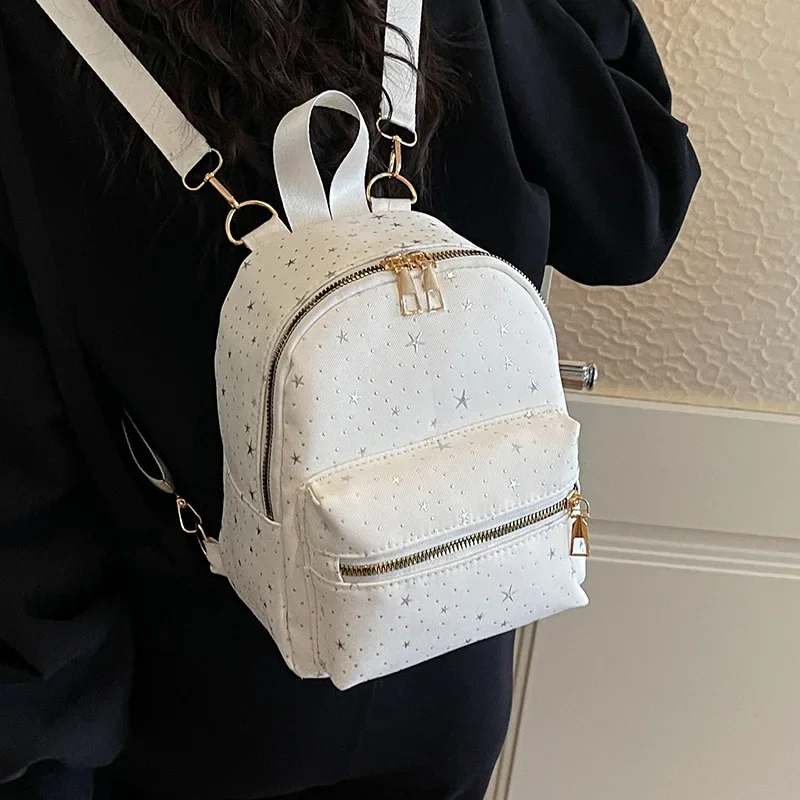Fashion Star Sequin Women Small Backpack Casual Large Capacity Shoulder Bag Crossbody Bag Korean Style Mini Travel Backpack