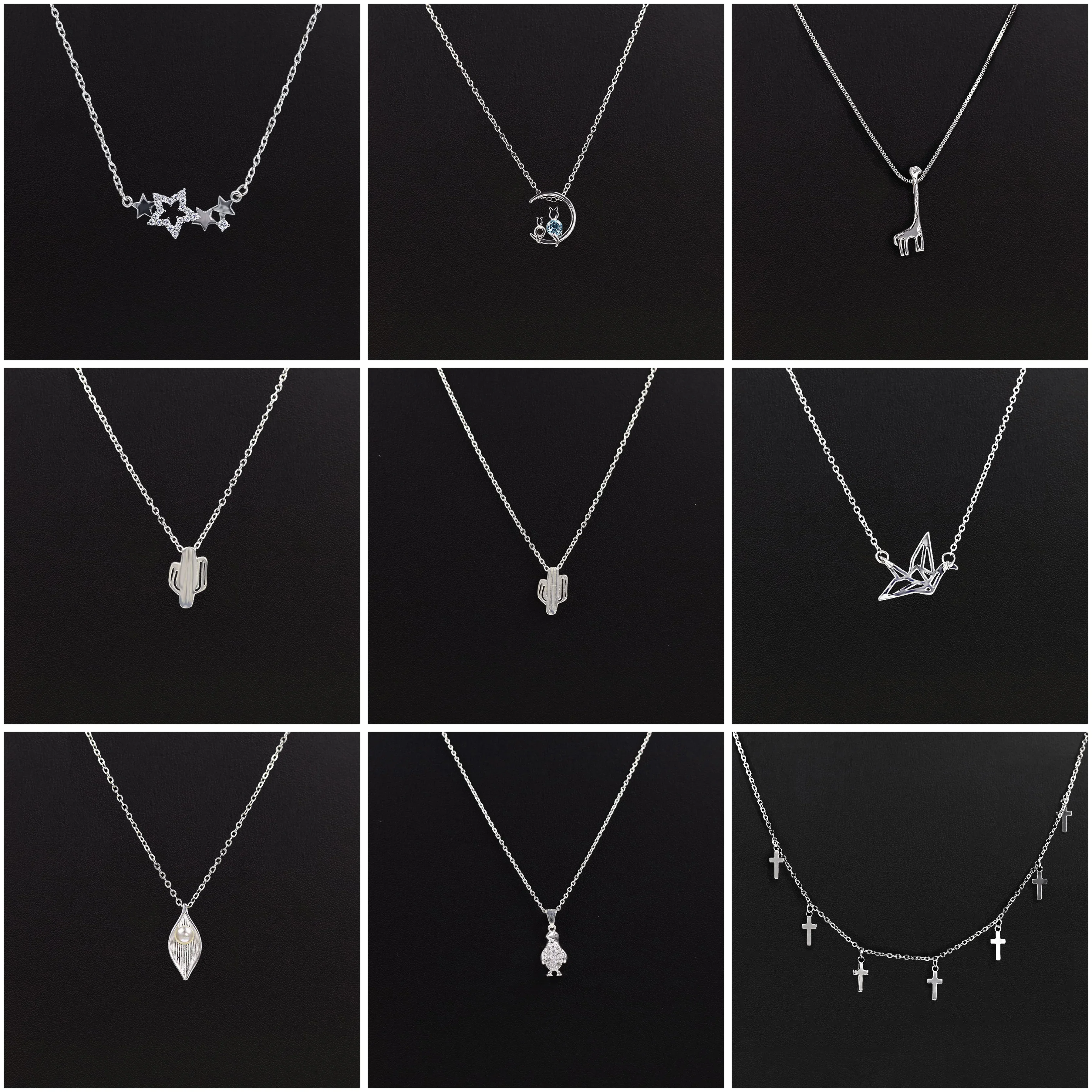 

Star Necklaces for Women Silver Moon Stars Pendant Necklace Cubic Zirconia Choker Dainty Jewelry