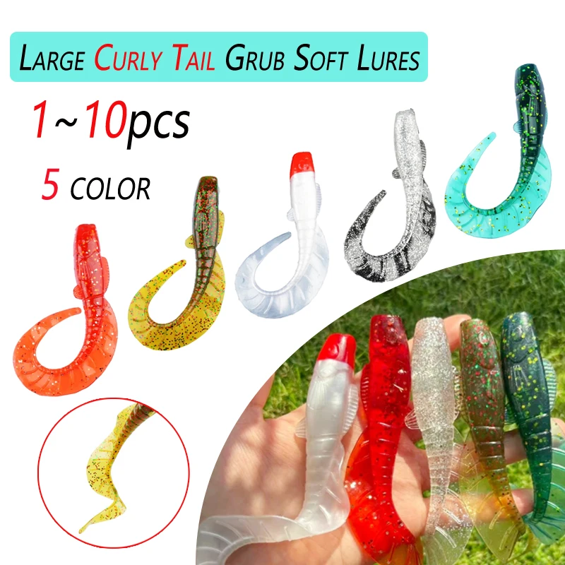 1–10 Stück große lockige Schwanzgrube, weiche Köder, 11 cm, Silikonwürmer, Maden, Köder, 13 g, weiche Angelköder für Barsch/TopmouthCulter/Mandarine – Detail 1