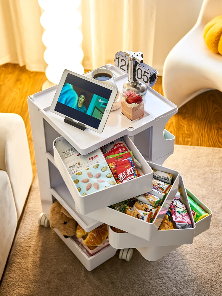 Small trolley shelves, bedside cosmetics storage cabinets, snacks, Internet celebrities, living rooms, bedrooms, movable