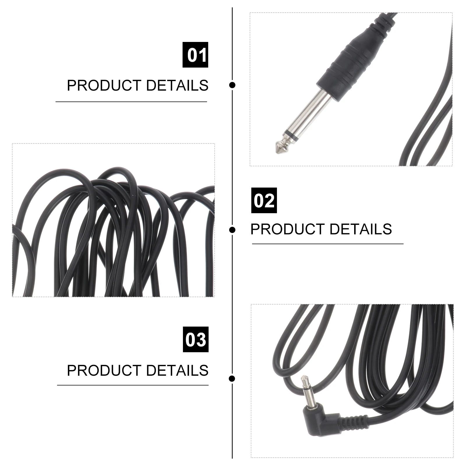 

3M Black Wire 35mm to 635mm Cable Tin Plated Copper Audio Video Line Adapter Electric Guitar Bass Organ Microphone Speaker Box