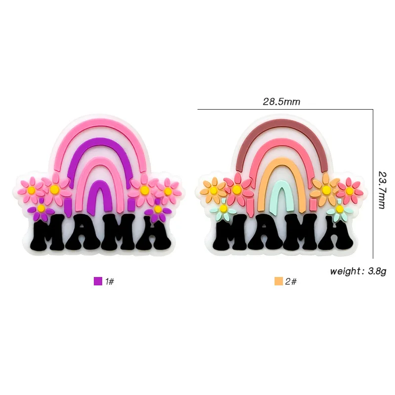10pcs cross-border new floral rainbow cute creative food-grade silicone beads cartoon bracelet beading accessories
