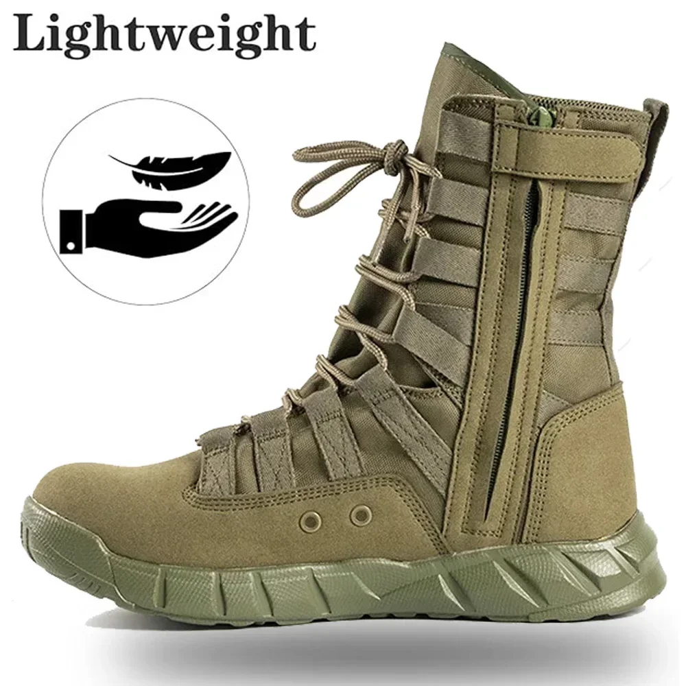 Outdoor Combat Boots, Light Training Boots, Men's High-top Platform Hiking Boots, Athleisure, Fleece, Padded Warm Snow Boots