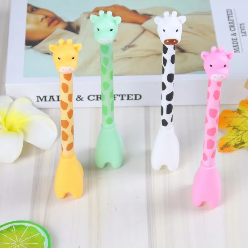 

12 Pcs Creative Giraffe Neutral Pen Cartoon Deer Styling Pen Cute Stationery Student Writing Tools Writing Supplies