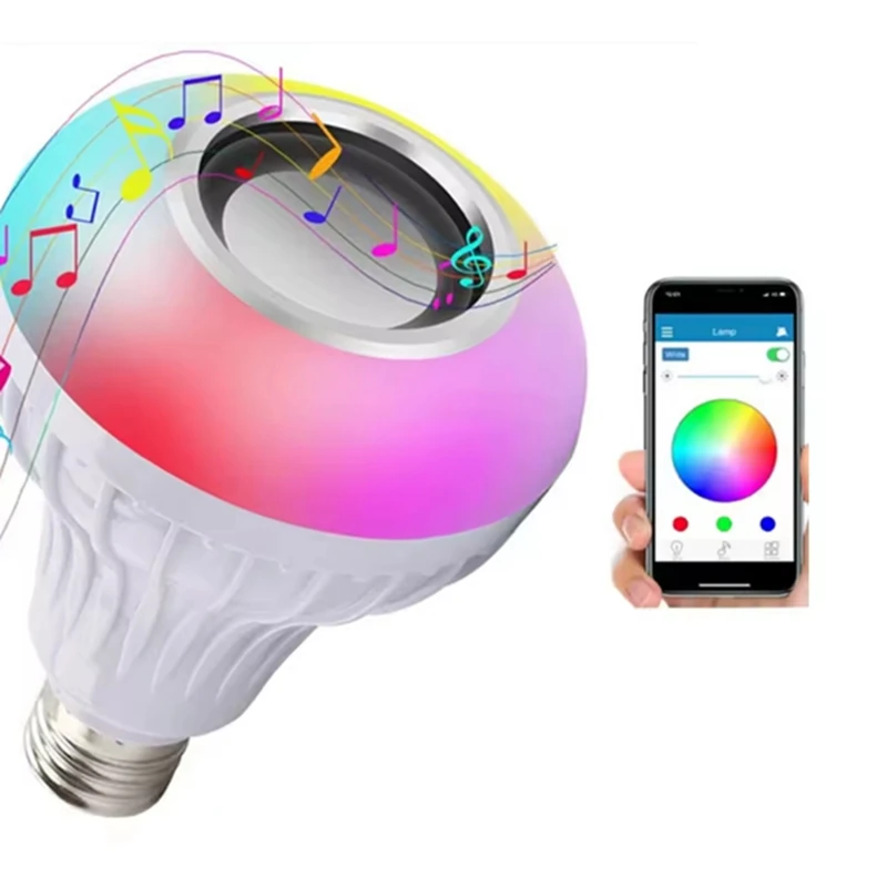 E27 Smart RGB Wireless Bluetooth Speaker Bulb Music Playing Dimmable LED Bulb Light Lamp with Remote Controller