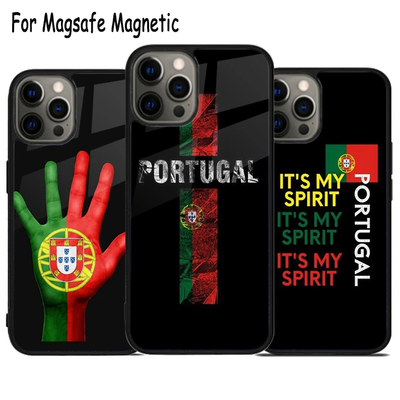 Flag of Portugal Wireless Charge Magsafe Phone Case For iPhone 15 16 14 13 11 12 Pro Max Plus Magnetic Bumper Cover