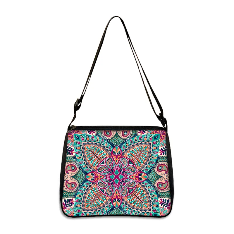 Bohemia mandala bolsa de ombro geométrico étnico flores bolsa senhoras saco de compras meninas totes praia viagem