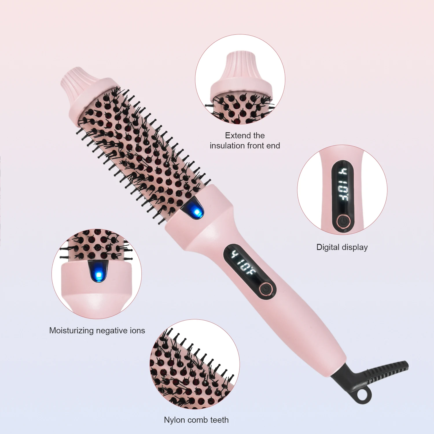 2-in-1 Hot Air Brush LED Display, Multi-Level Adjustable Temperature, for Straightening & Curling Hair, Create Fluffy Hairstyles - view 5
