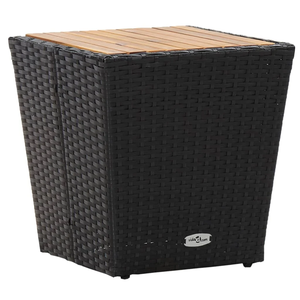 Beistelltisch Schwarz 41,5×41,5×43 cm Poly Rattan & Massivholz