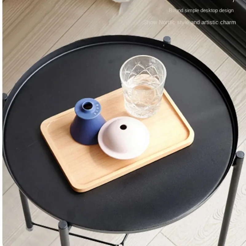 Double-Layer Nordic Small Coffee Table Living Room Sofa Small Round Table Simple Modern Mini Bedroom Bedside Table