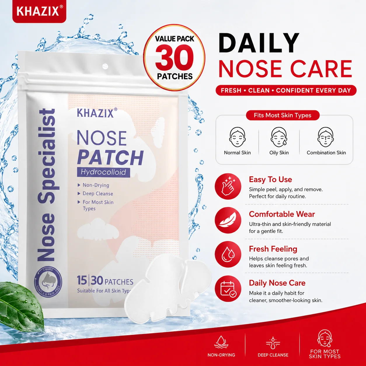 30pcs Nose Patch, Deeply Cleansing And Rejuvenating Nose Skin, Unclogging Pores, For Smooth And Clear Nose Skin