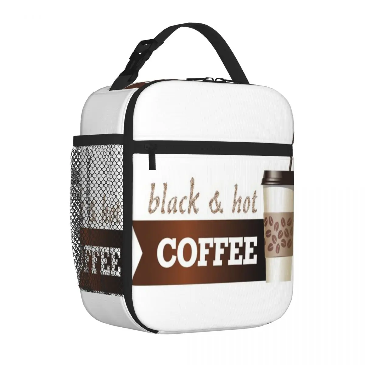 Hot Sale Lebls Coffee Stylish Outline Foldable Lunch Bag Daycare Meal Food Storage Bag