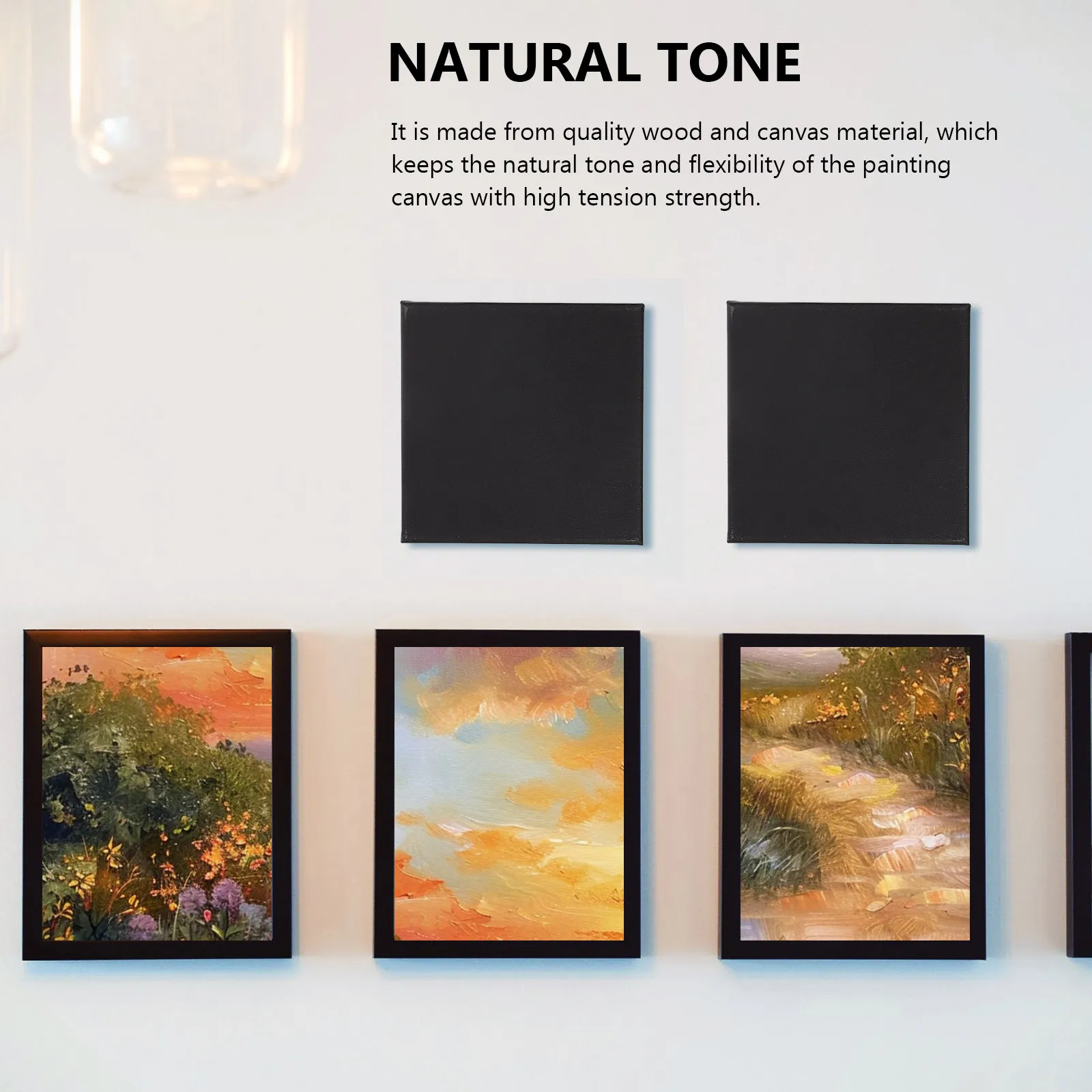 2Pcs Black Canvas Panels Professional Stretched Canvas for Oil Painting Arts Students Blank Painting Boards with Neat Wrapped