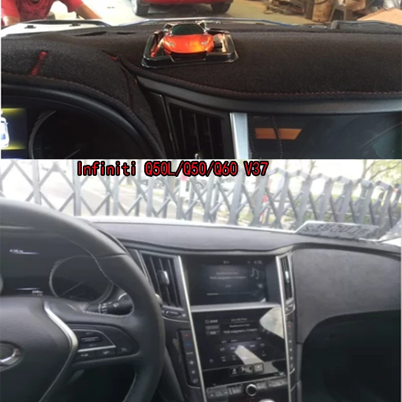 Para Infiniti Q50L Q50 Q60 V37 Dashmat Dash mat tablero cubierta Panel de instrumentos protector solar adornos