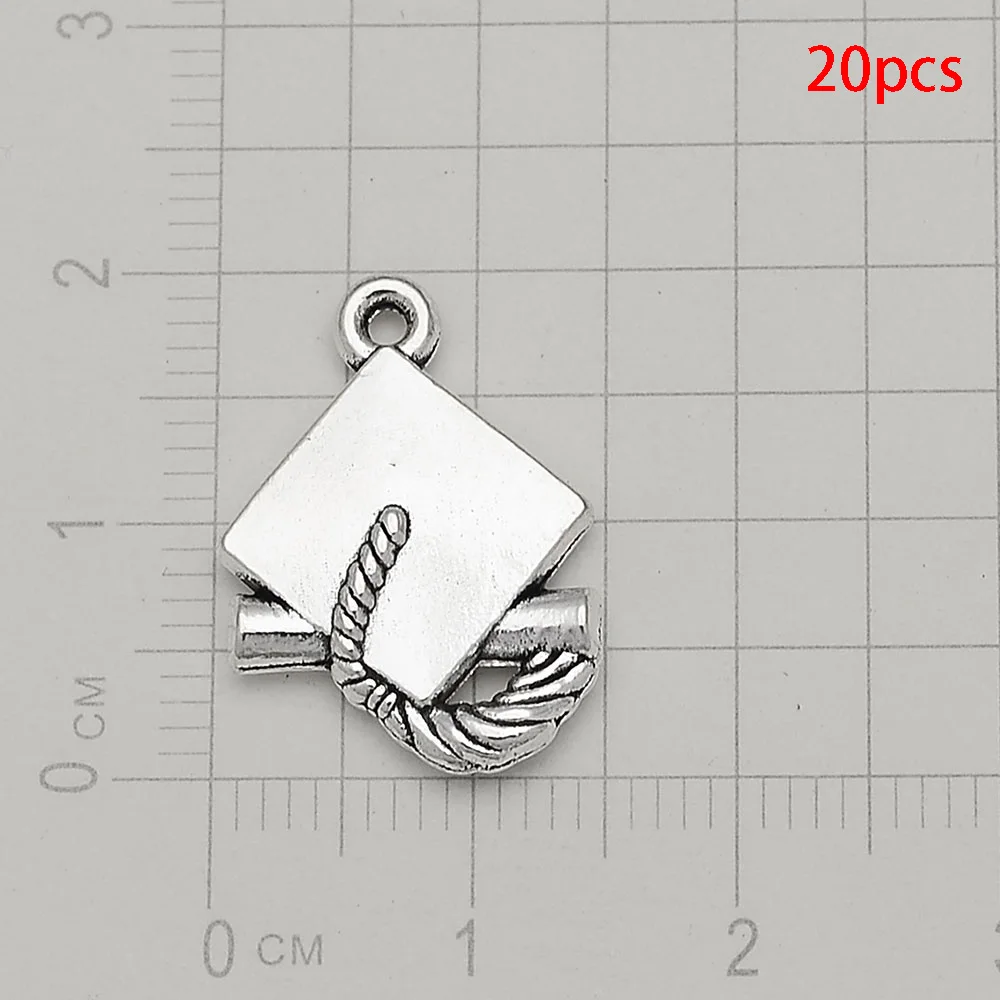 10/20/30pcs/lot Vintage Back To School Charms Graduation Hat Notebook Crayon Schoolbag Pendants For Diy Jewelry Making Supplies