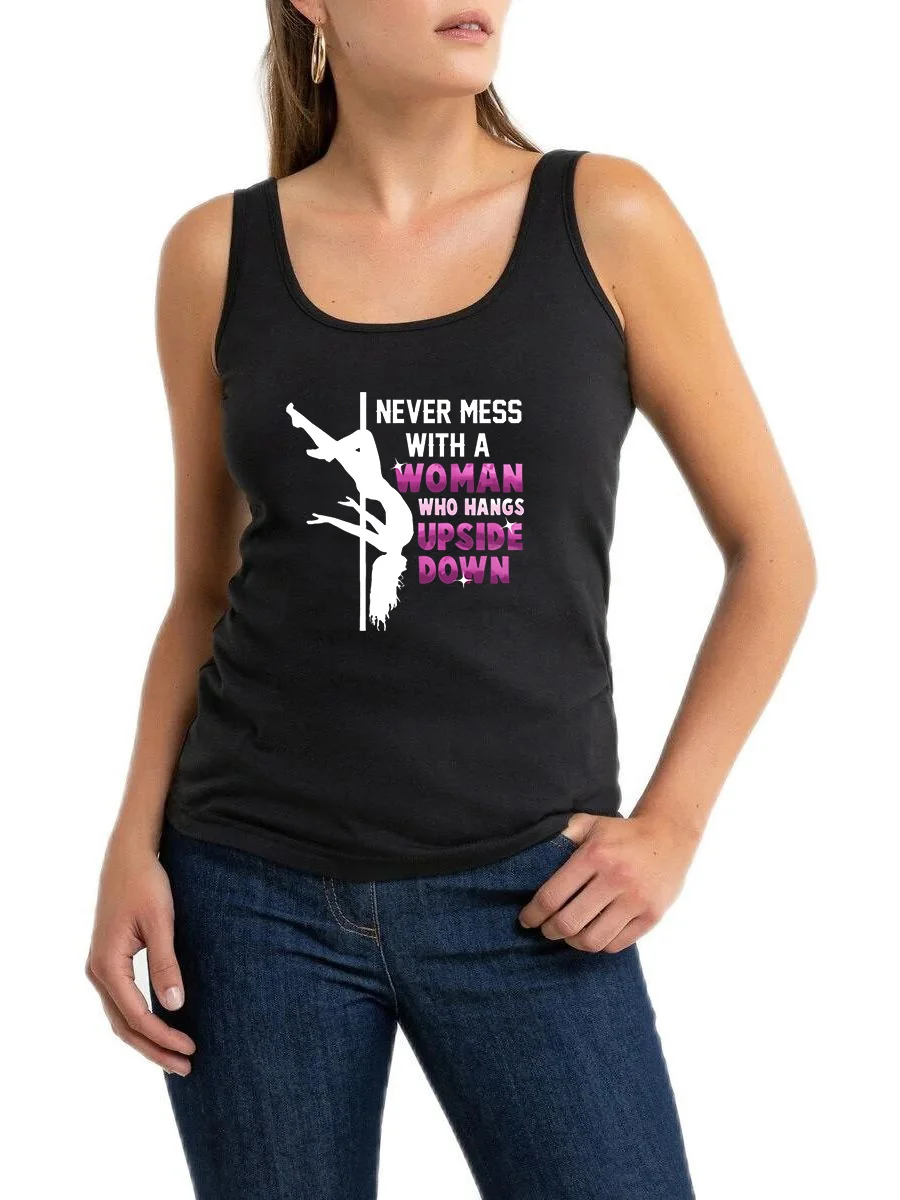 

Lasting Charm Humorous Pole Dancing Design Tank Tops Pole Dancer Sexy Breathable Training Sleeveless Top Gym Fitness Camisole