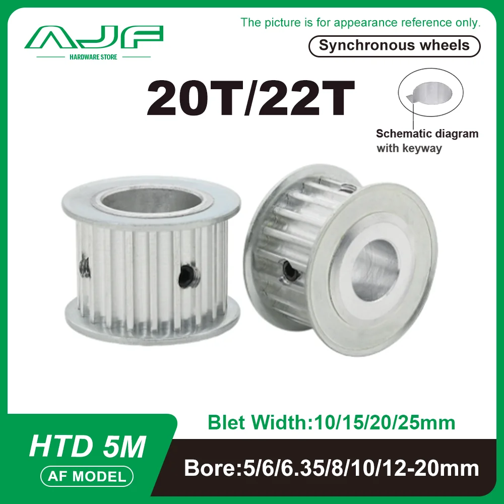 HTD 5M 20Teeth 22Teeth Timing Pulley Bore 4-20mm Belt Width 10/15/20/25mm 5M-20T 22T Synchronizing wheel ,Toothed Belt Pulley
