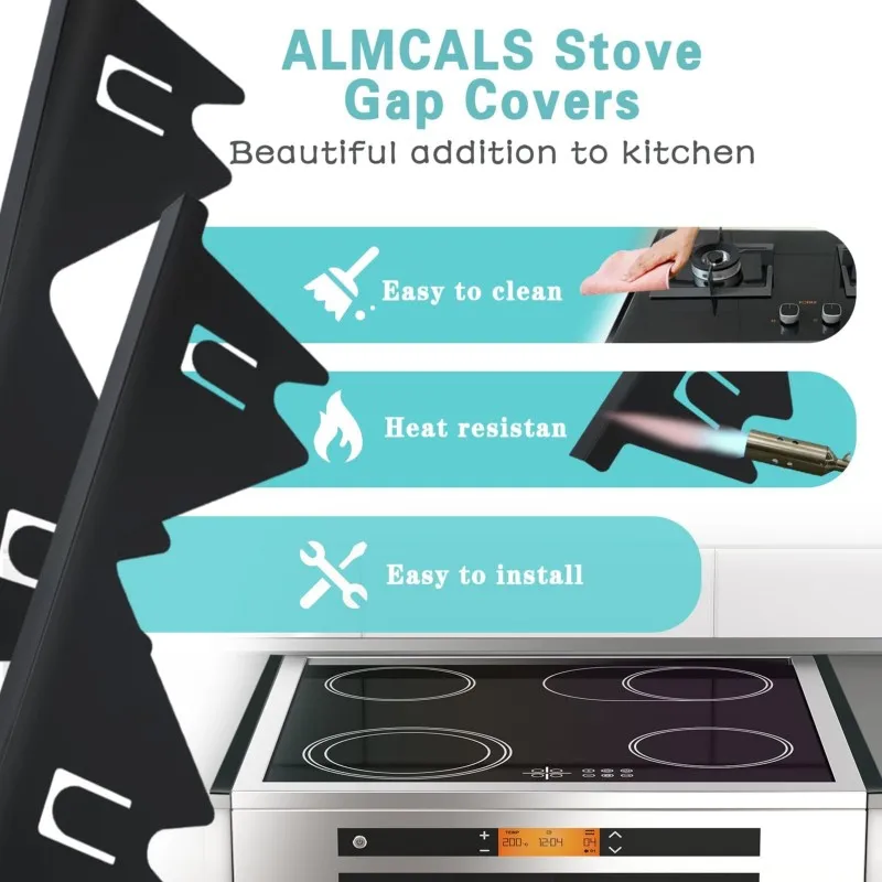 【LAST CHANCE】Easy Retractable Length 4Pack Stove Gap Filler Range Trim Kit Stove Gap Guards Heat Resistant Guard