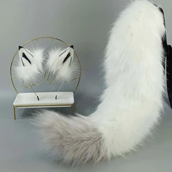 Lolita Wolf Tail with Snap Buckle and Plush Furry Headband Cosplay Carnival Party Christmas Gift Halloween Costume