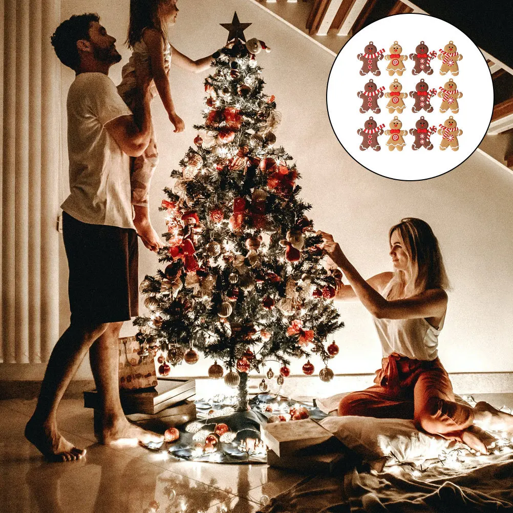 

12Pcs Xmas Tree Decorations Hanging Gingerbread Man Ornaments Holiday Pendant Christmas Supplies Creative Home Decors