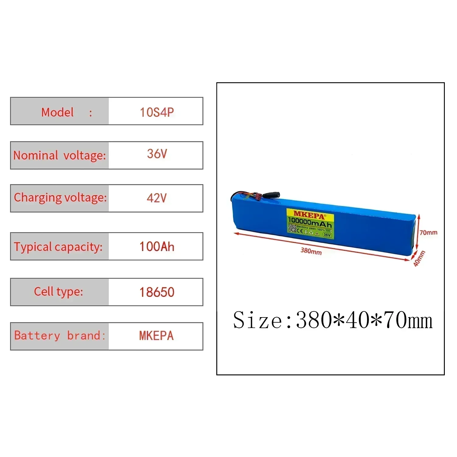 10S4P 36V 100000mAh Electric Scooter Lithium Battery 18650 battery pack 36V 100Ah Electric Scooter Electric Scooter Battery 36v