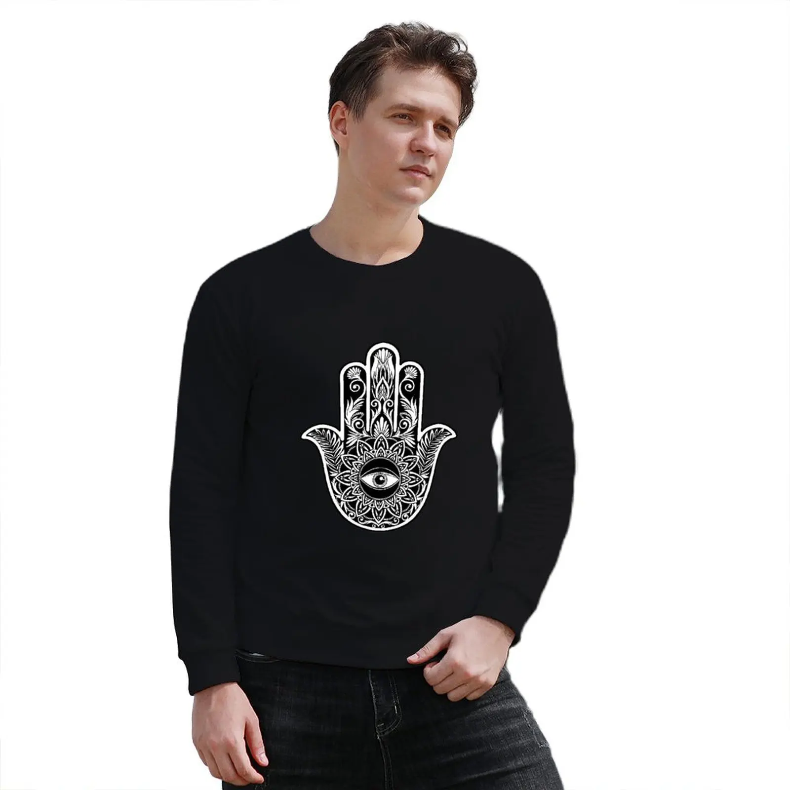 Hamsa Hand Pullover Hoodie koreański styl odzież zimowa odzież męska bluza z kapturem