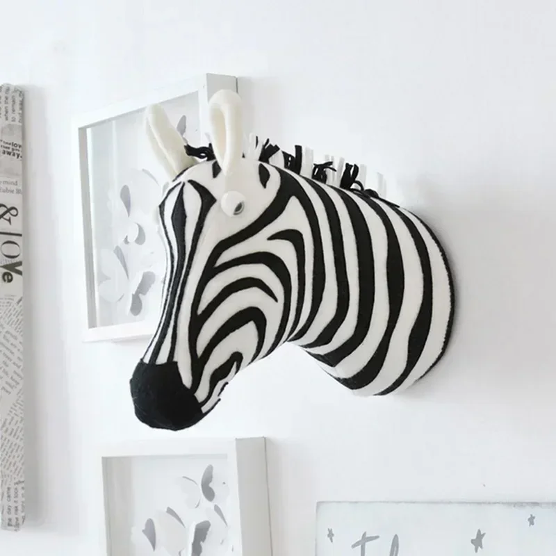 Adorável 3d elefante girafa zebra cabeça de animal boneca de pelúcia quarto do bebê pendurado na parede quarto das crianças decorações para casa ornamento presente
