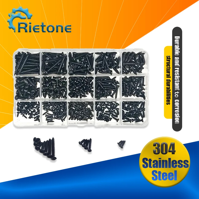 

460 шт. M2 M3 M4 Phillips с круглой головкой, набор саморезов из нержавеющей стали, набор винтов по дереву с цилиндрической головкой