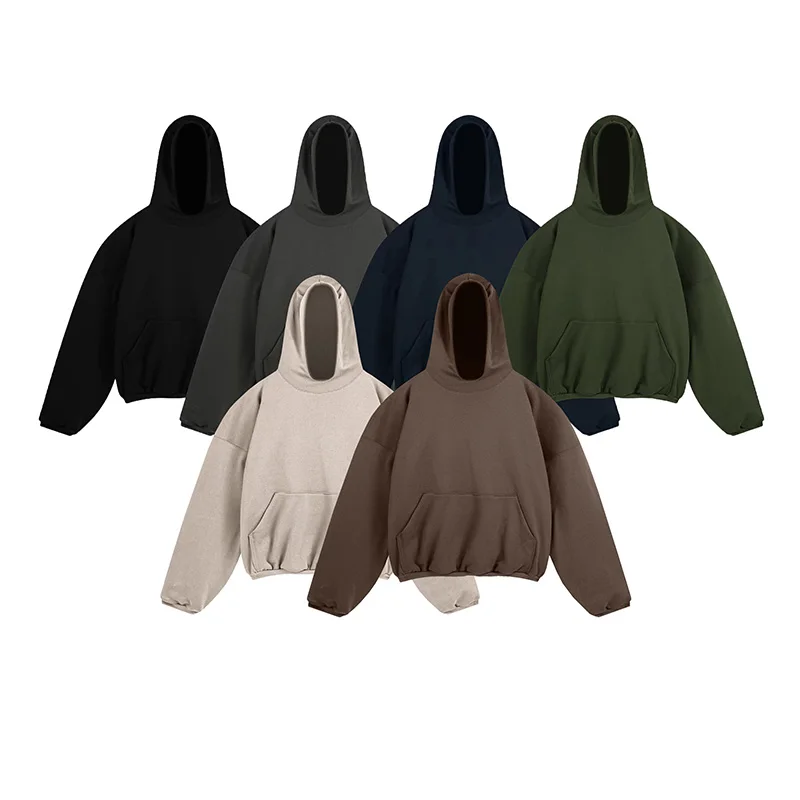 Heavyweight Double-Layer Fall Winter Kanye West Hoodie American Streetwear Oversized Solid Color Hoodie Men Women Hoodie