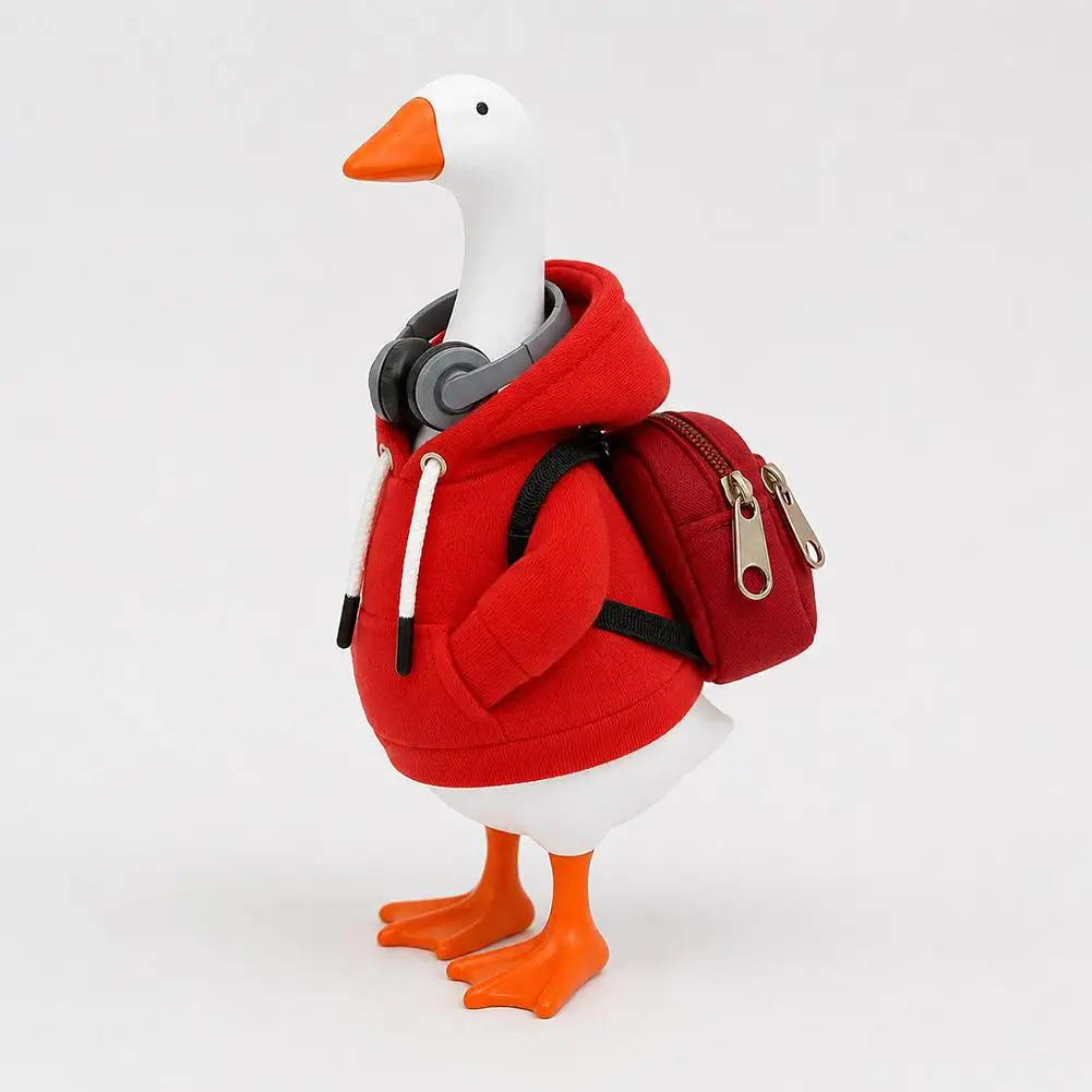 5 Inch Goose Outfits Red Hoodies Soft Solid Color Mini Porch Goose Hoodies Desk Goose Outfits Clothes for Table Decoration