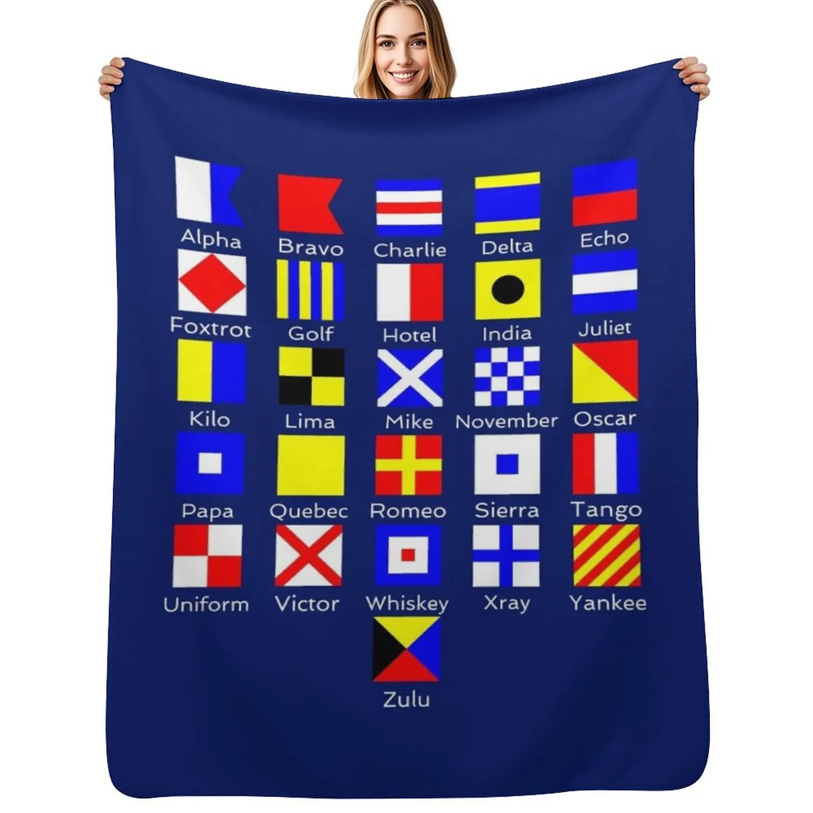 Sailing Nautical Signal Flag Alphabet Throw Blanket for sofa warm for winter Sofa Loose bed plaid Large Blankets