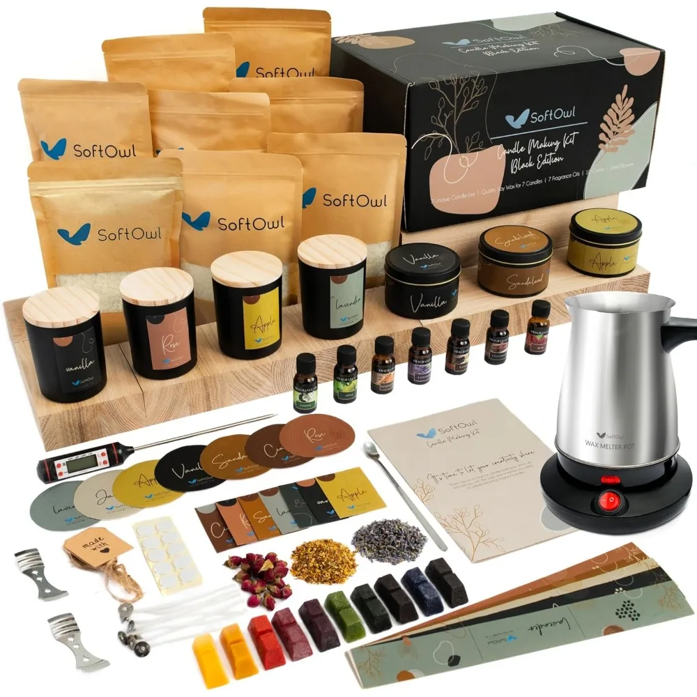 

Premium Soy Candle Making Kit - Black Edition - Full Set with Electric Melter