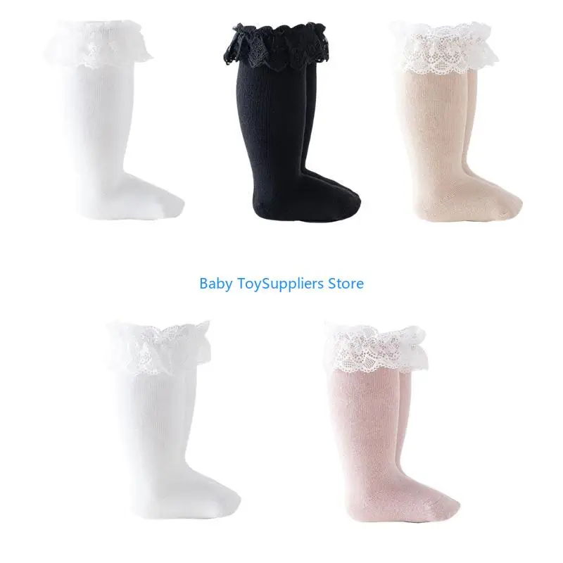 

R1WF Dress Socks for Toddler Infant Kid Knee High Sock Lace Ruffle Frilly Ankle Stock