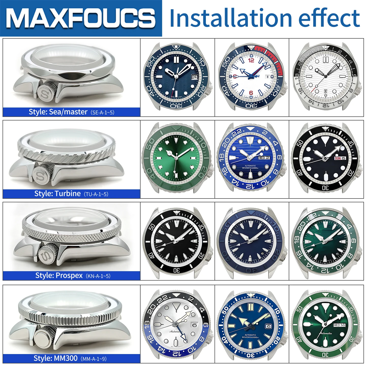 Sea Master/Turbine/Prospex/MM300 Glänzend Silbernes Uhrengehäuse für SKX SKX007 NH35 4R36 4-Uhr-Position MOD Stahl Uhrengehäuse Teile Maßanfertigung – Detail 2