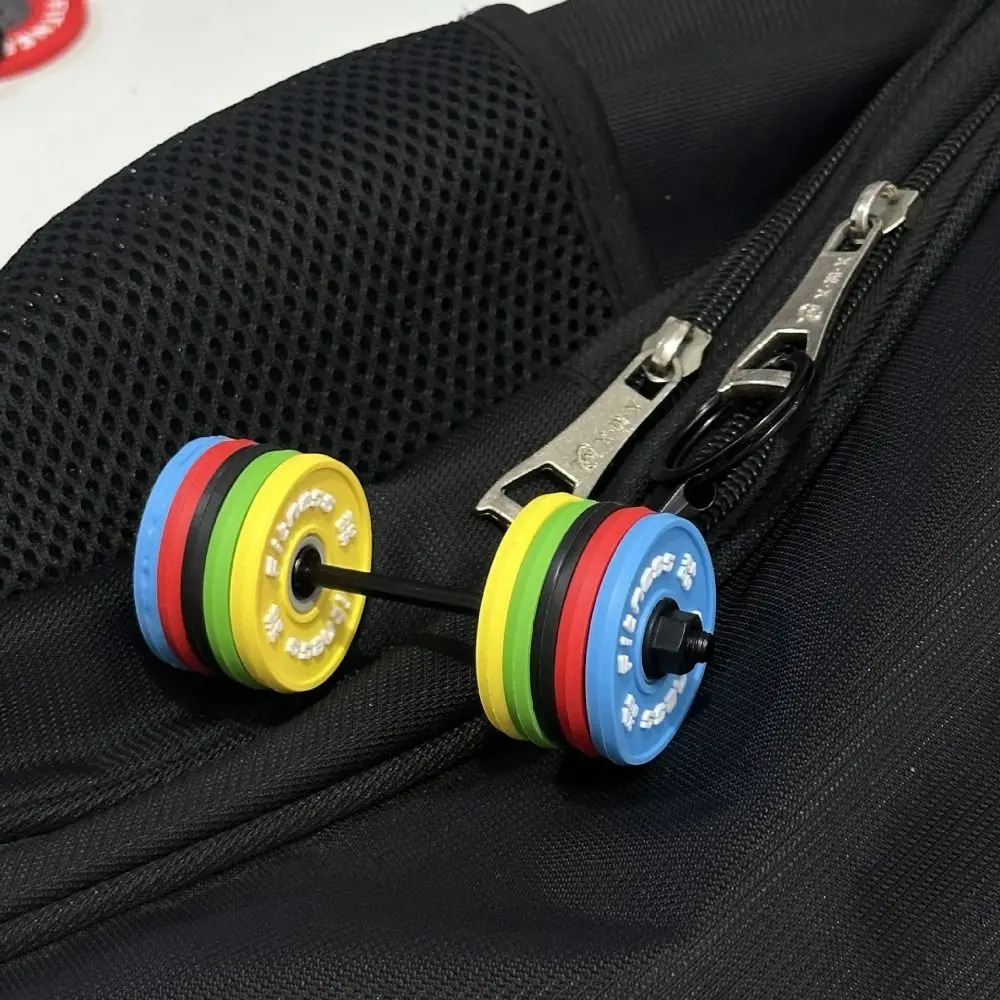 

Mini Barbell Plates Key Chain with D-shaped Buckle Kettlebells Simulation Dumbbells Keyring Water Cups Bag Charm