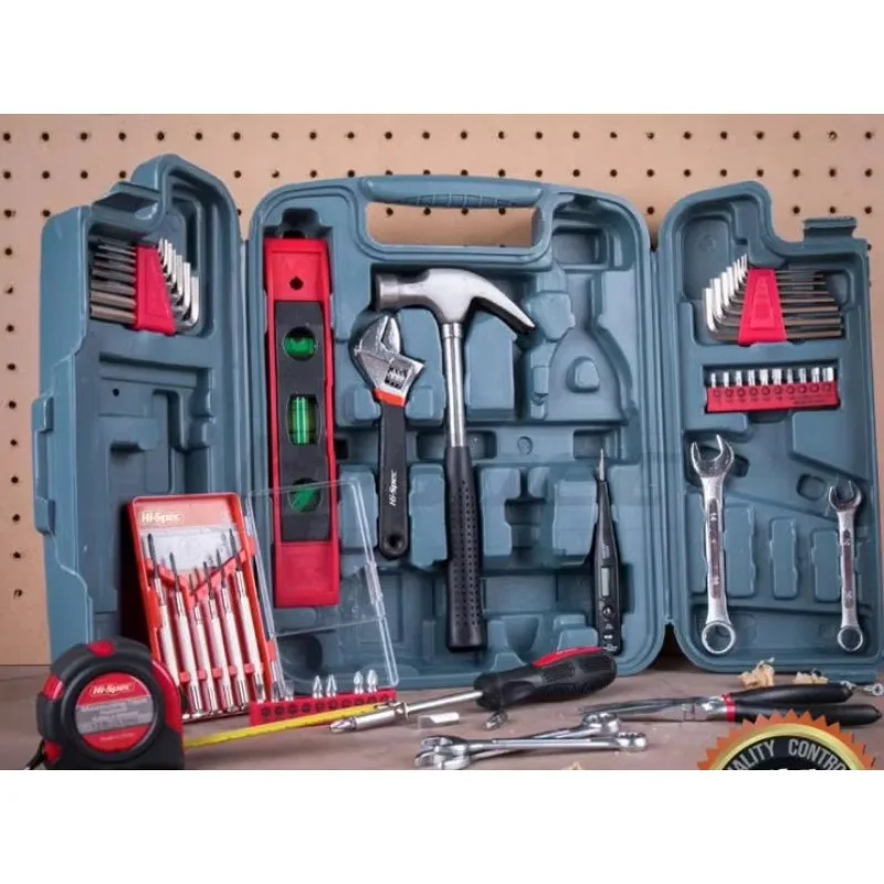 Hot Sale 53pcs Household Tool Kit 2.6kg Carbon Steel Hammer Wrench Screwdriver Ruler 32*27*8CM with Hard Case