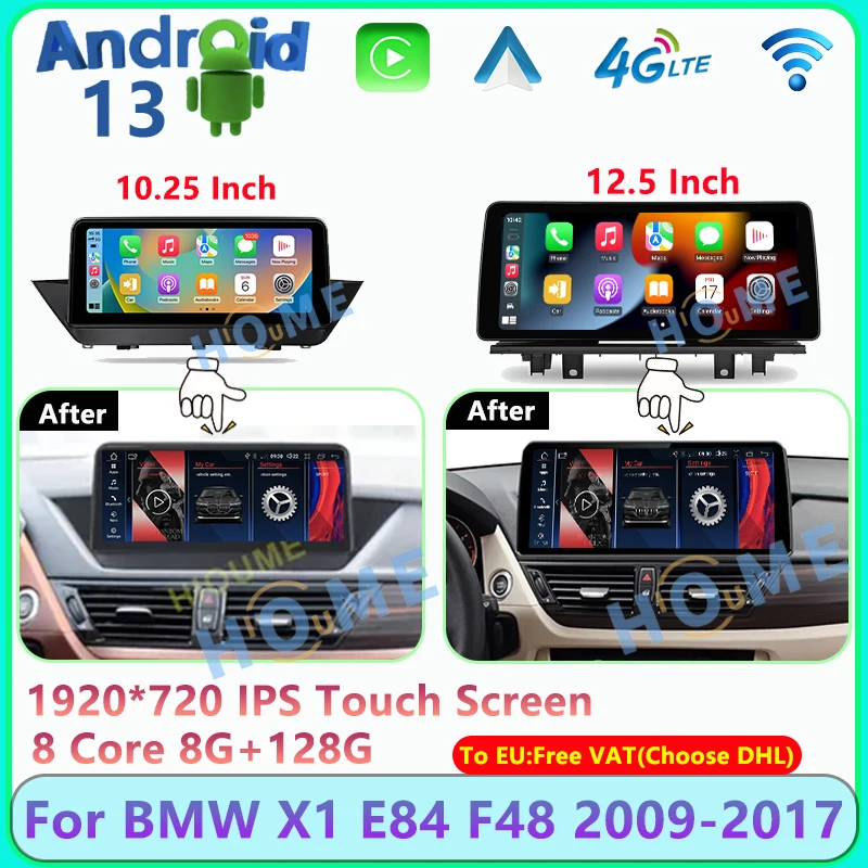 Central control Android 13 For BMW X1 E84 F48 Car Video Player GPS Navigation Multimedia Radio Carplay Android Auto 2009-2017 4G