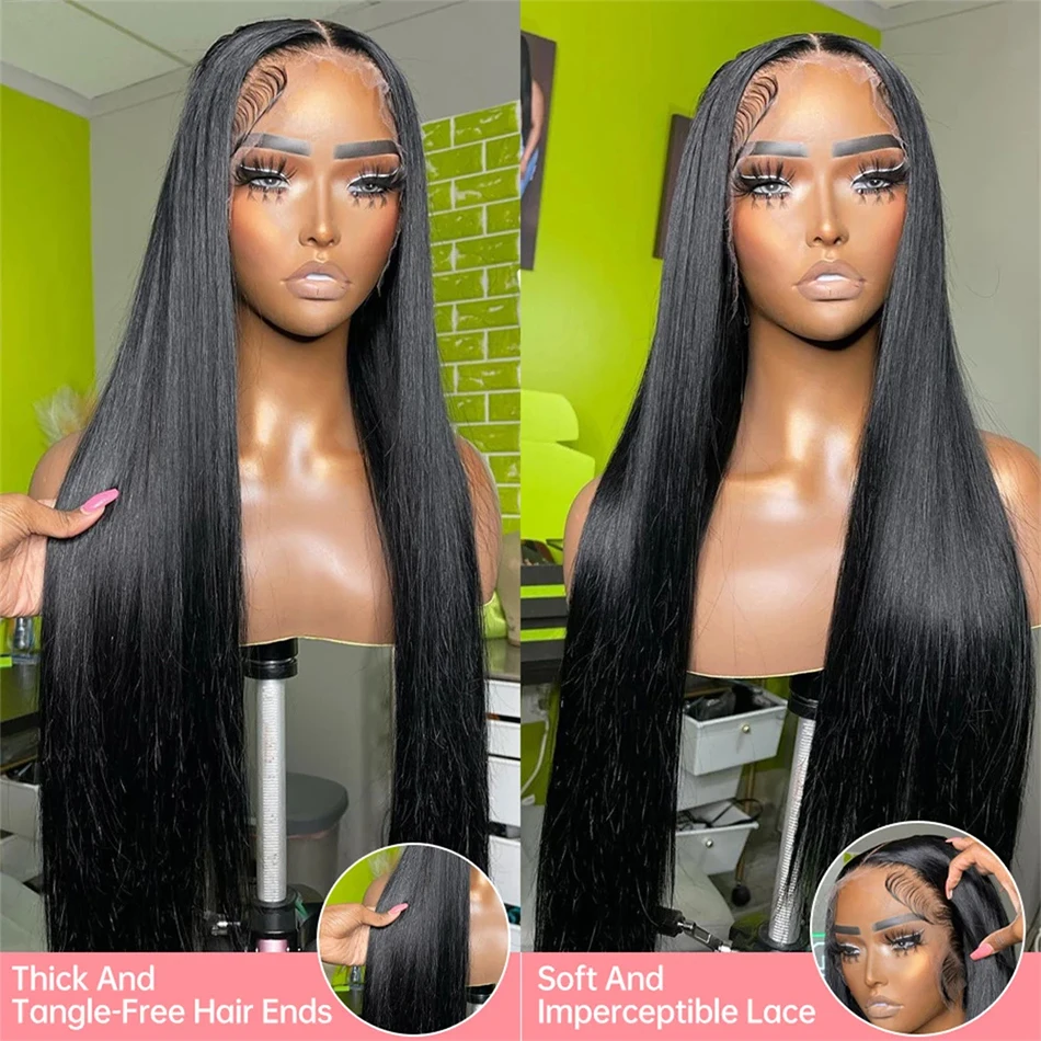 30Inch Straight Human Hair Wig 13x6 HD Lace Front 13x4 Frontal Wigs 200% Density Long Hair Extensions Natural Look Wigs