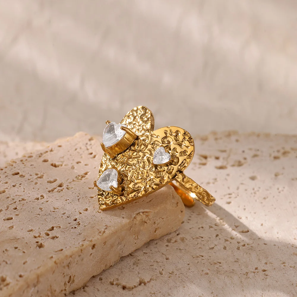 여성용 빈티지 진주 장식 러브 하트 나비 매듭 반지, 조정 가능한 스테인레스 스틸 패션 액세서리, 우아한 보석 디자인