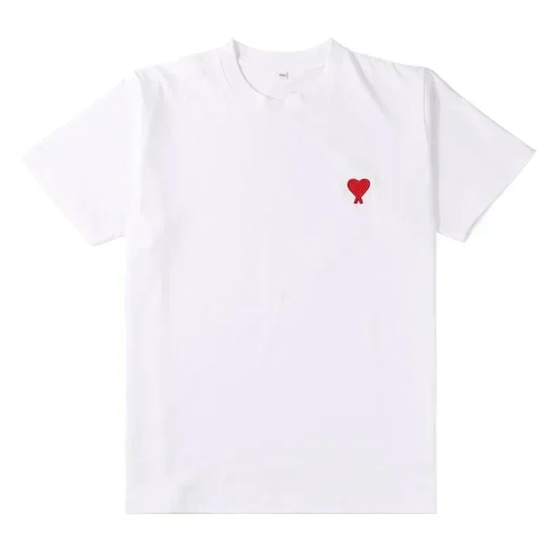 Camiseta holgada de manga corta con estampado romántico de algodón puro para mujer, camiseta holgada de compresión para parejas, tendencia de verano, Vszap